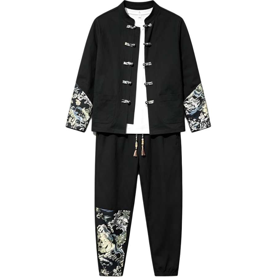 Lnga Landgre Tang Suits Men's Mandarin Collar Moderate