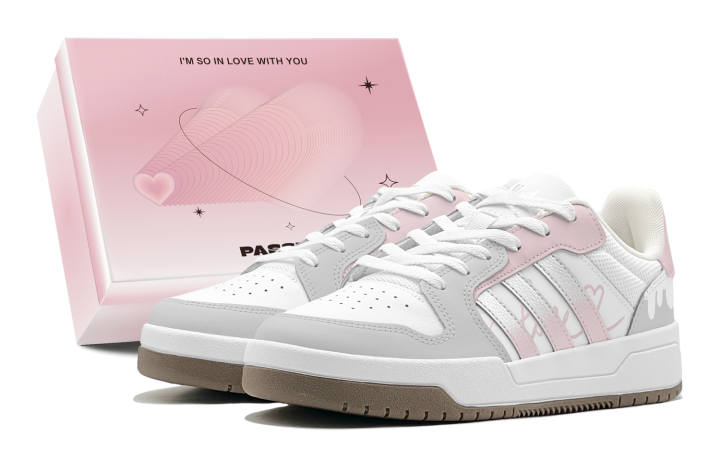 Adidas Adidas ENTRAP Romantic Treatment, Silver Pink Sweetheart, Graffiti, Trendy Versatile Leather Low top Skateboard Shoes