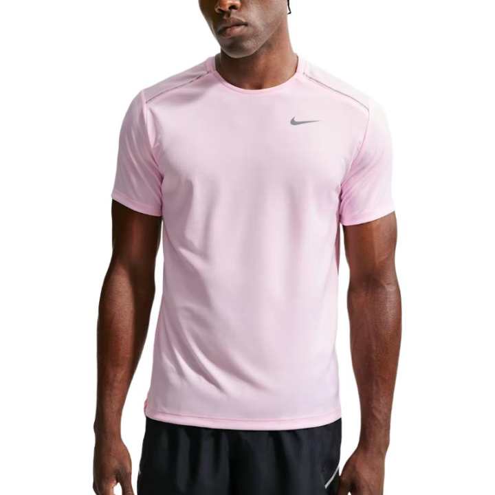 Nike Nike MILER T Shirts Men's Pink Crew Neck