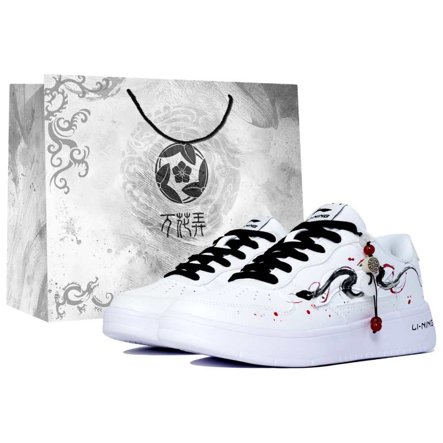 Li-Ning Li Ning Floating Boat Slip Resistant Abrasion Resistant Low top Skateboard Shoes Men's White Black