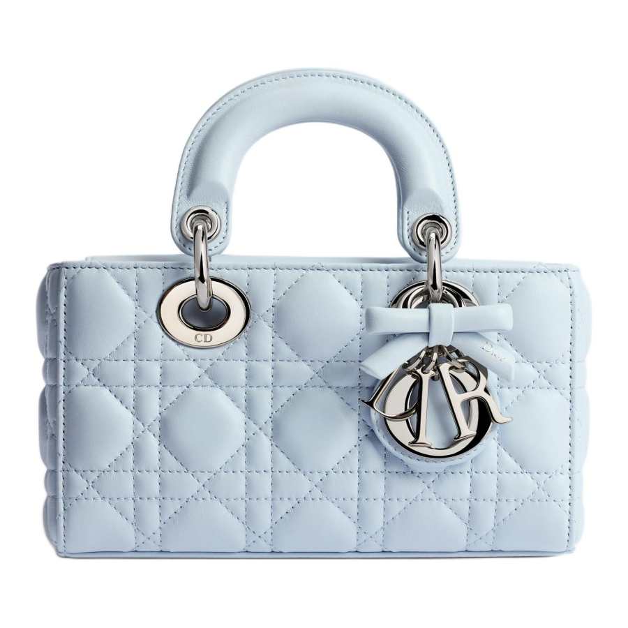 DIOR Lady D Joy Sheepskin Handbag Mini Women's Ice Blue