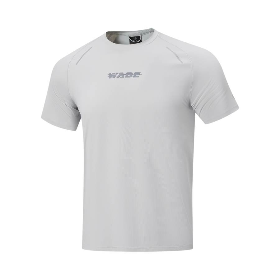 Li-Ning Li Ning Wade T Shirts Men's Calm Gray Crew Neck Moderate