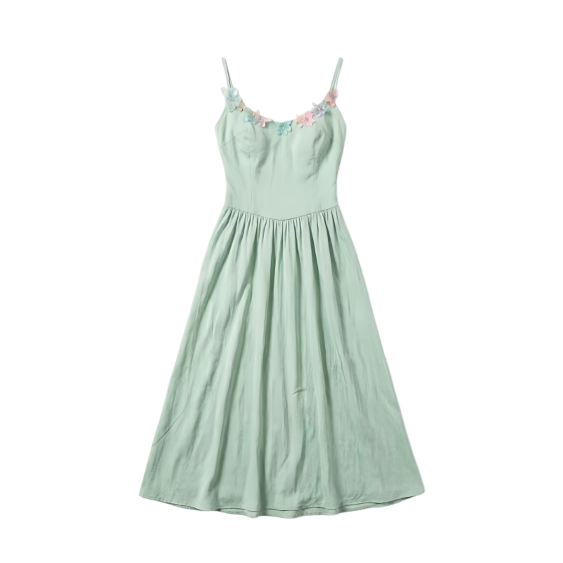 DUSHE Slip Dresses Women's Teal Camisole Thin Long Skirt