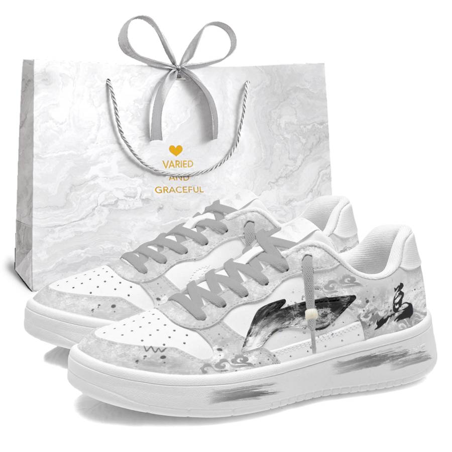 Li-Ning Li Ning Floating Boat Balanced Breathability And Support Low top Skateboard Shoes Men's Gray White
