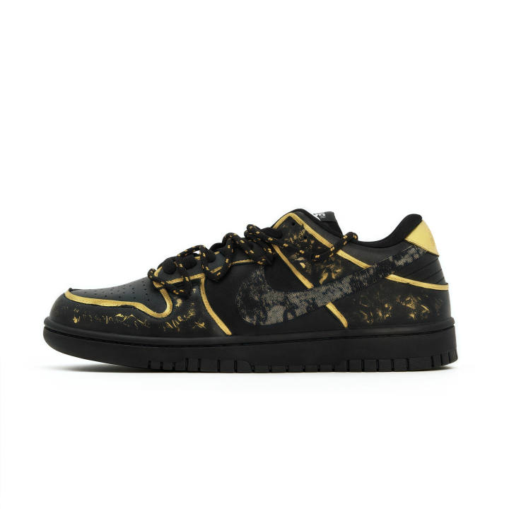 Nike Nike Dunk Black Gold Night Shadow Slip Resistant, Abrasion Resistant, Lightweight Low top Skateboard Shoes Unisex Black