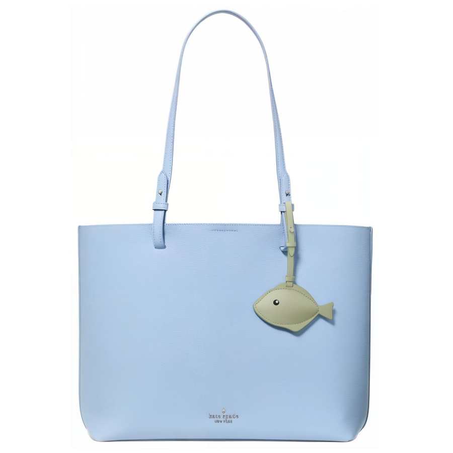 Kate Spade Cow Leather Tote Bag, Shopping Bag Shoulder Bag Large Women's Blue