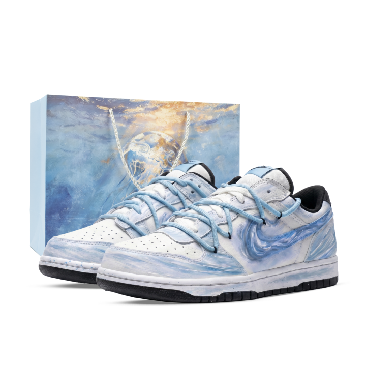 Nike Nike Big Monster Lab, Awakening In Mountains And Seas Low top Skateboard Shoes Unisex White Blue