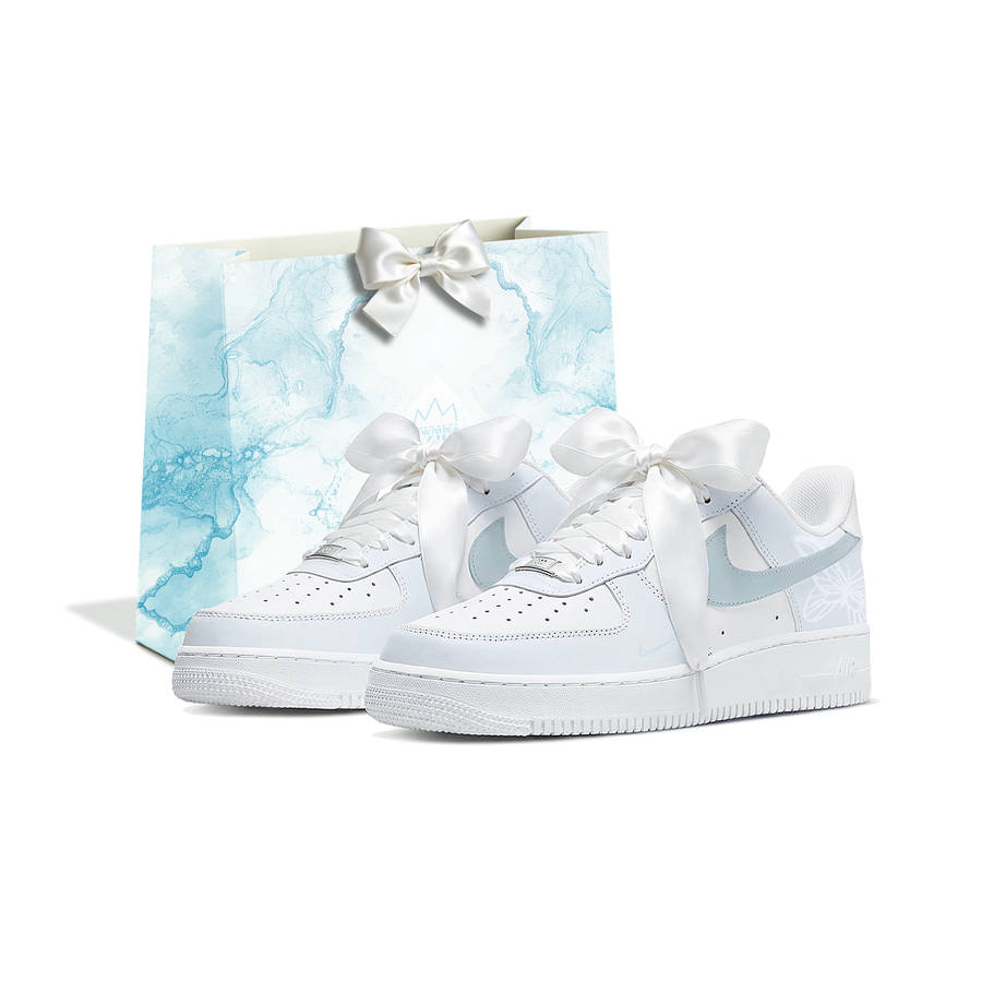 Nike Nike Air Force 1 Light Blue Butterfly Dream, Shopping Bag Slip Resistant Height Increasing Low top Skateboard Shoes