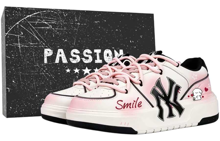 MLB Chunky Liner Sweetheart Milk Bun Box Pu Abrasion Resistant Low top Skateboard Shoes Unisex Pink