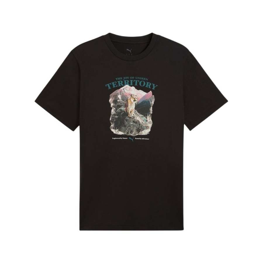 PUMA GRAPHICS T Shirts Men's Black Crew Neck Moderate