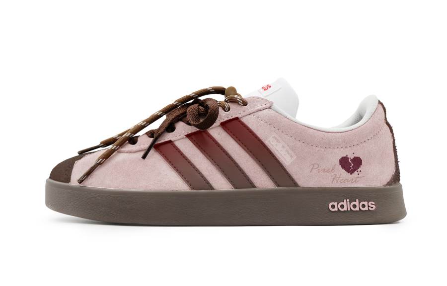 Adidas Adidas VL COURT 2.0 Starry Milkshake Abrasion Resistant Low top Skateboard Shoes Unisex Light Pink