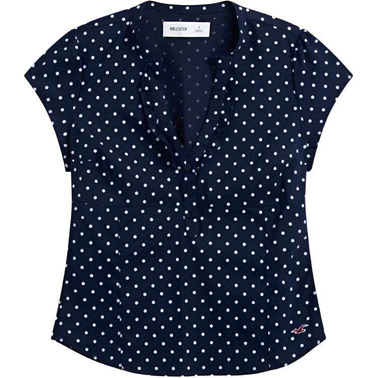 Hollister/ Shirts Women's Marine Blue V Neck Moderate