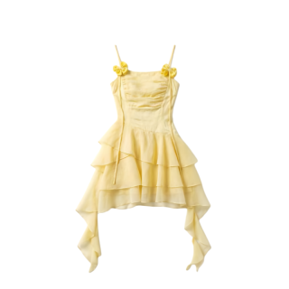 DUSHE Slip Dresses Women's Yellow Camisole Thin Short Skirt