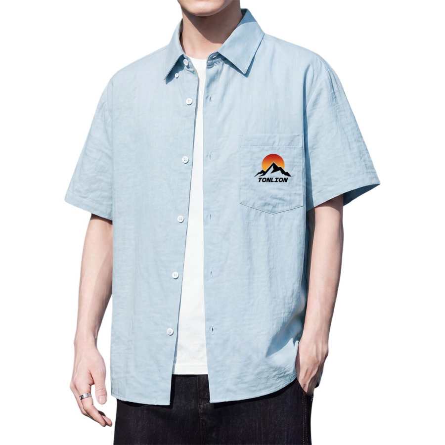 Tonlion Shirts Unisex Lapel Thin Other
