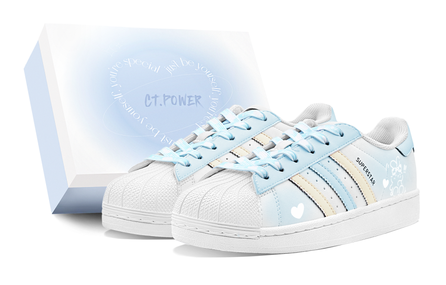 Adidas Originals Superstar 2 Skateboard Shoes Women's Low Top White/Yellow/Blue