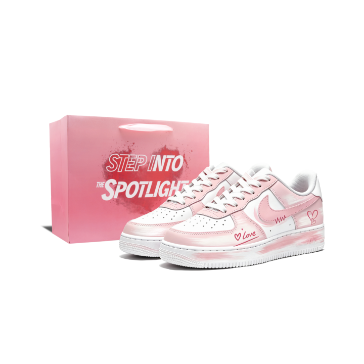 Nike Nike Air Force Pink White Romantic Synthetic Leather Low top Skateboard Shoes Unisex