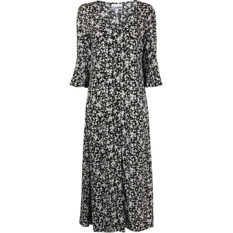 GANNI Floral Printed Button Dress