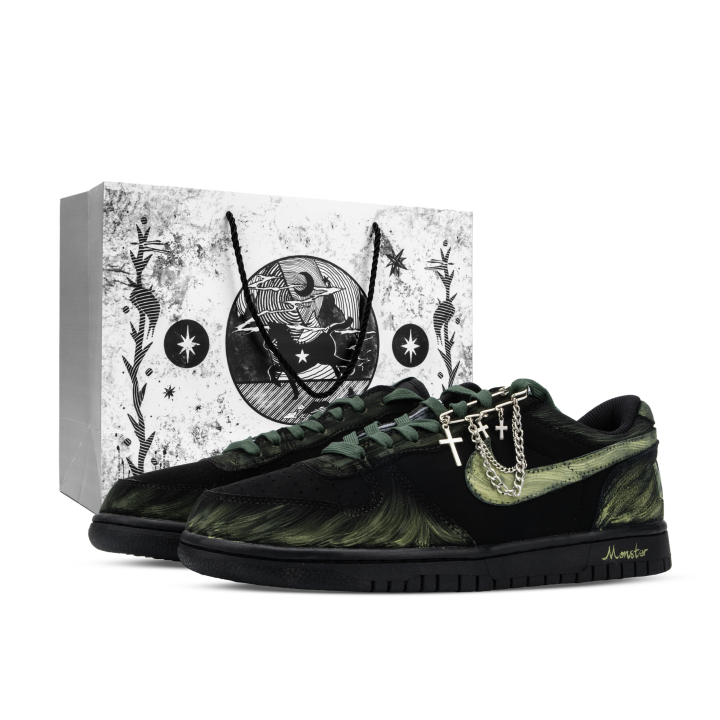 Nike Nike Big Monster Lab, Dark Moss Breeze Low top Skateboard Shoes Unisex Black Green