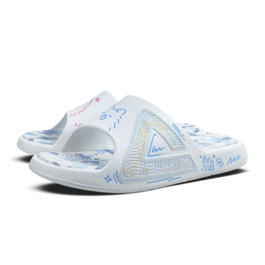 PEAK EVA Graffiti Cute Pet Quiet Slip Resistant Quick Dry Cushioning Slide Slippers Unisex