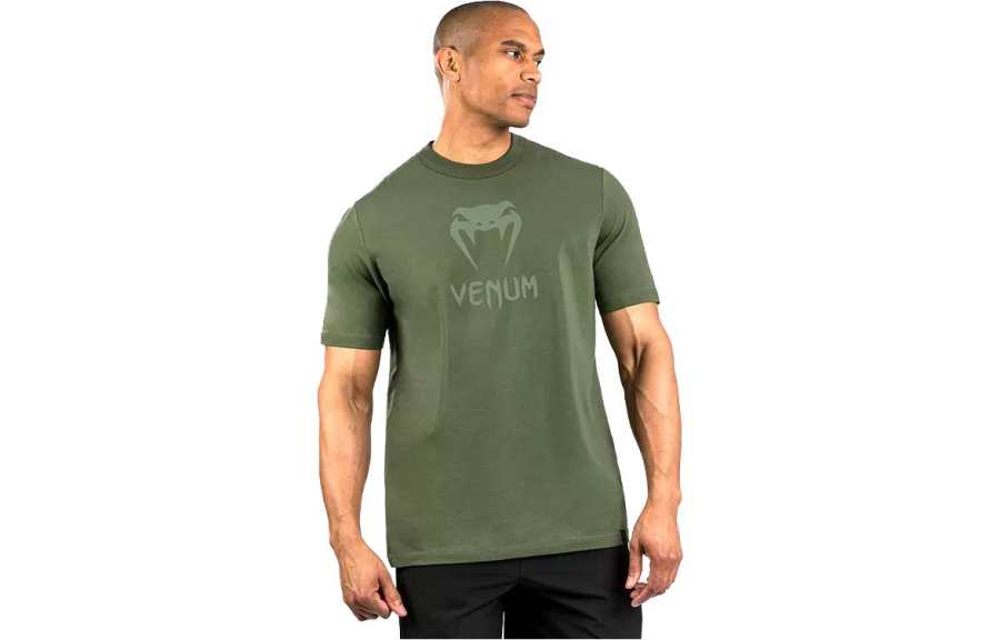 VENUM T Shirts Men's Green/Green Crew Neck Moderate Straight Fit