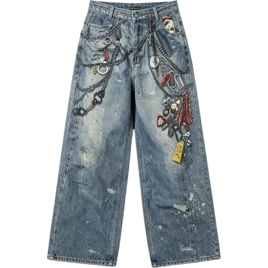 Lnga Landgre Jeans Men's Blue Moderate Wide Leg Pants