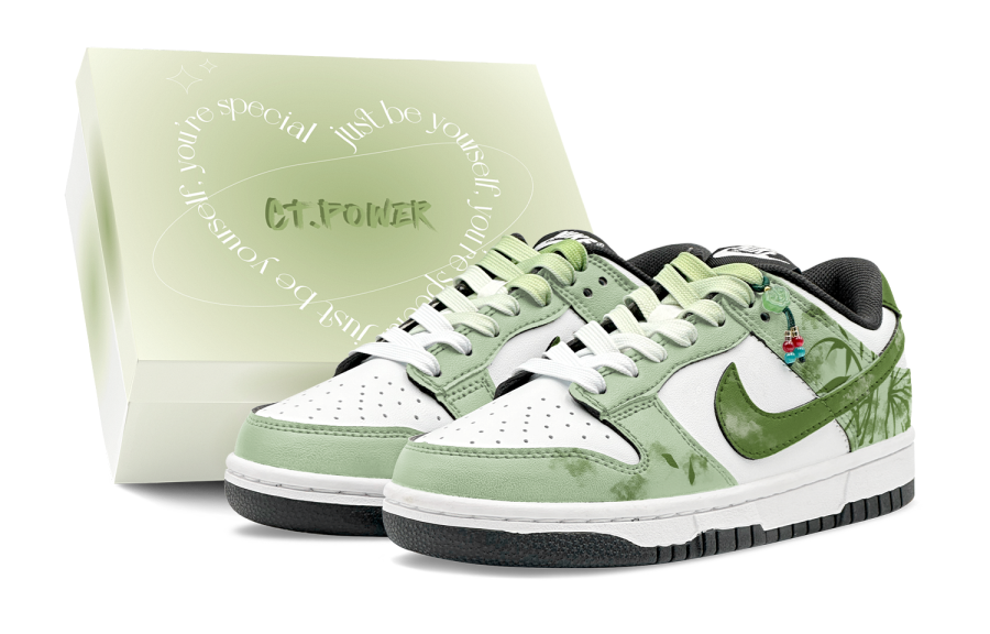 Nike Nike Dunk Black Panda, Green Jade Bamboo Shadow, Couple's, National Style And Trend Low top Skateboard Shoes Women's