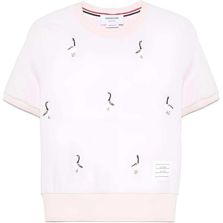 THOM BROWNE THOM BROWNE Logo Patch Geese Embroidered T Shirt