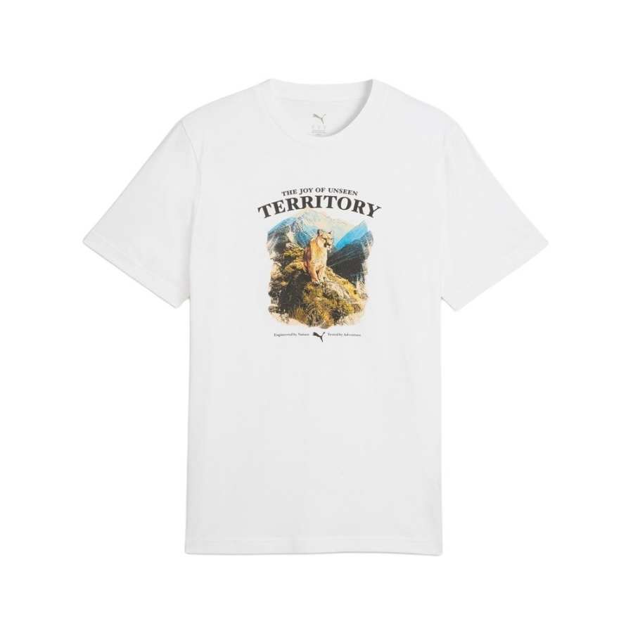 PUMA PUMA GRAPHICS T Shirts Men's White Crew Neck Moderate