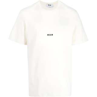 MSGM T Shirts Men's White Crew Neck Moderate Straight Fit