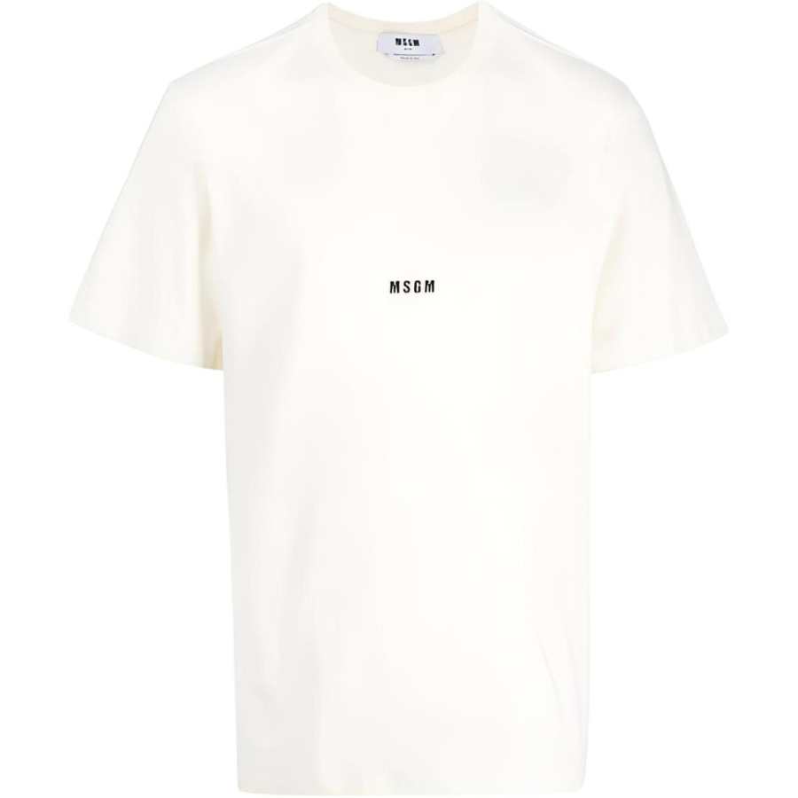 MSGM MSGM T Shirts Men's White Crew Neck Moderate Straight Fit