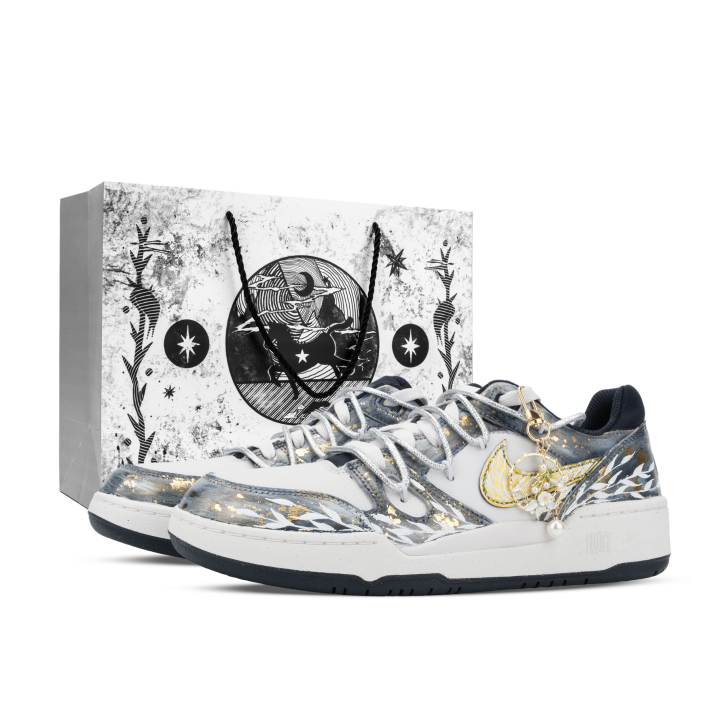 Nike Nike Full Force Monster Lab, Venus Low top Skateboard Shoes Unisex White Black Gold