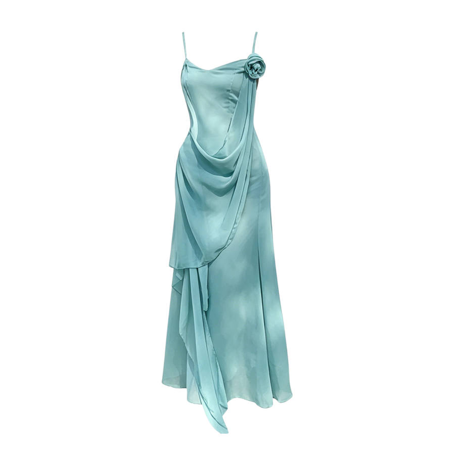 TUSHIFEI Slip Dresses Women's Mint Green Camisole Thin Long Skirt