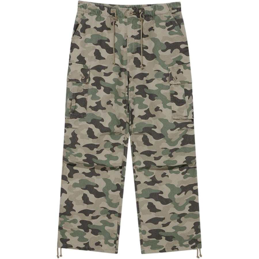 COVERNAT Wide Cotton Parachute Pants Camo Casual Pants Men's