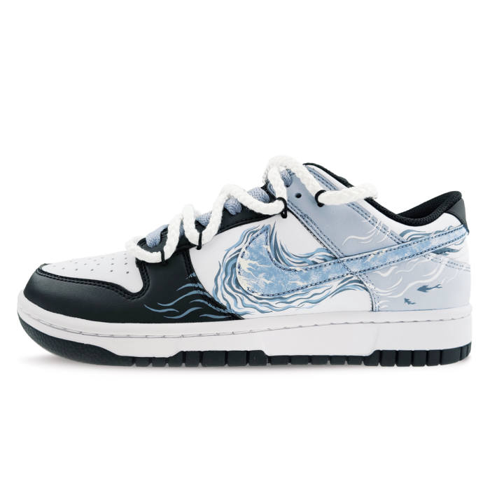 Nike Nike Dunk Blue Wave Riding Leather Cushioning Breathable Low top Kids' Skateboarding Shoes Teal Unisex