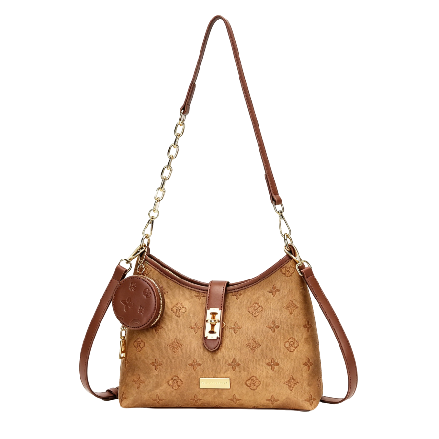 PAYOT Synthetic Leather Crossbody Bag, Shoulder Bag Regular Women's Brown/Black