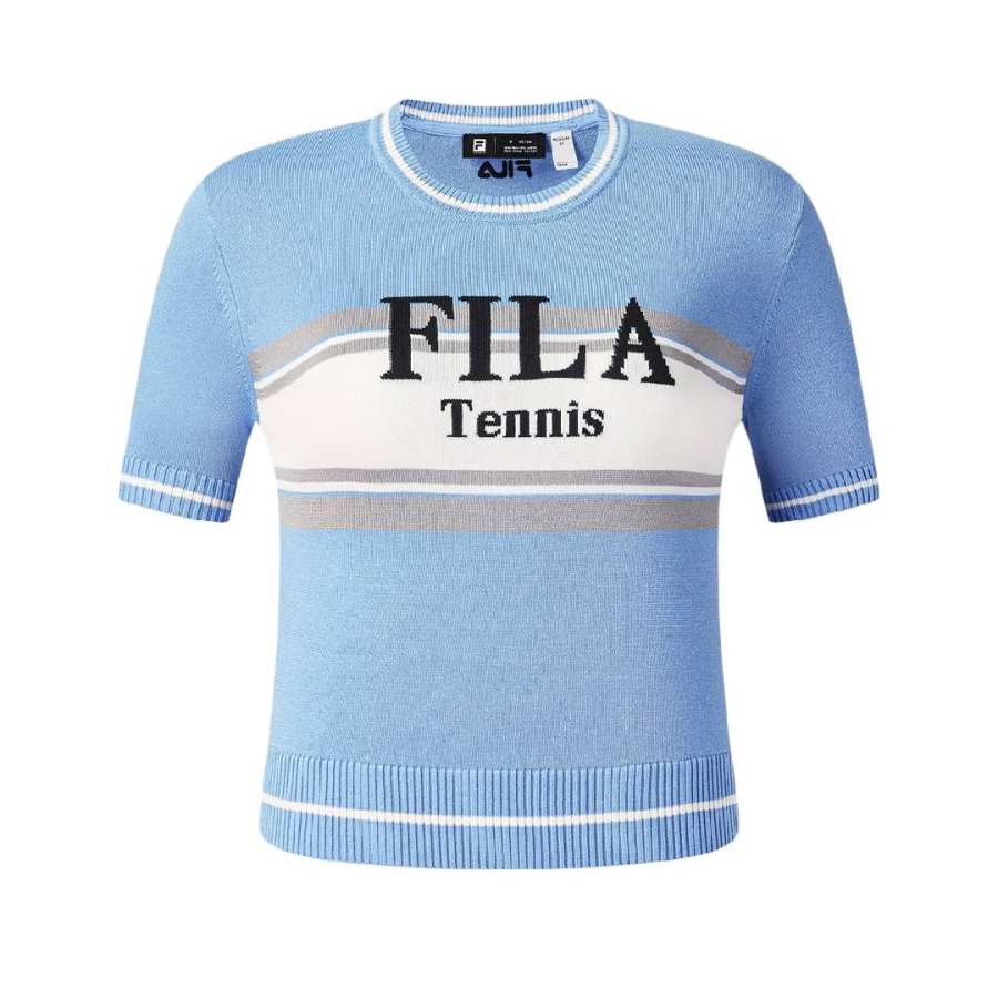 FILA Tennis T Shirts Women's Light Bright Blue Crew Neck Moderate