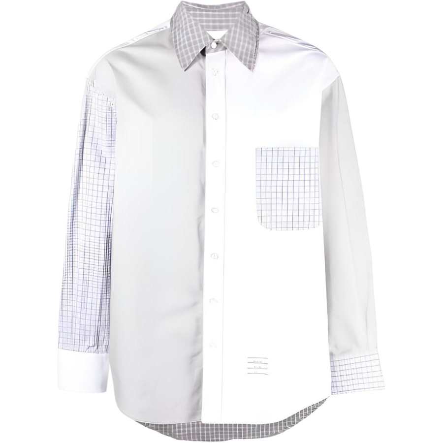 THOM BROWNE THOM BROWNE Logo Patch Panelled Shirt