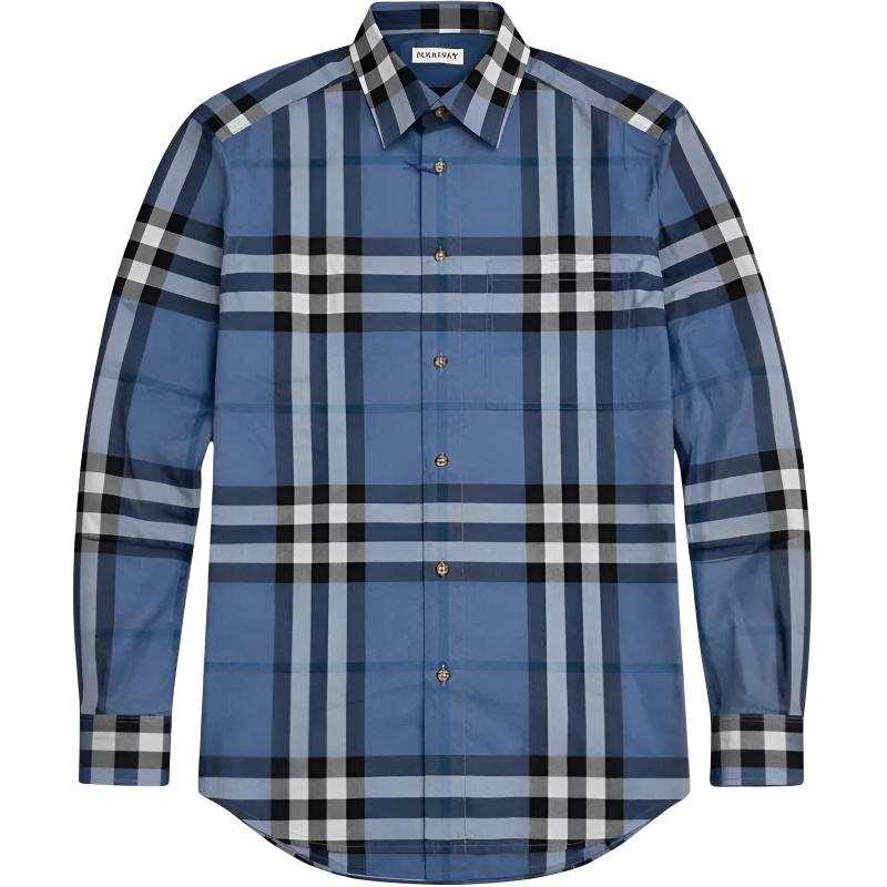 Burberry Shirts Men's Blue Lapel Moderate Other