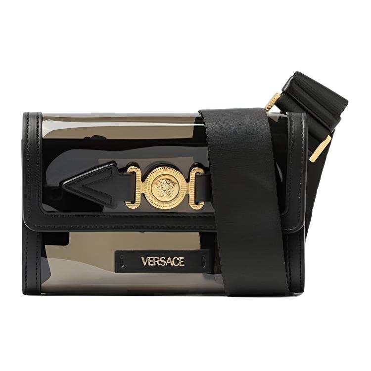 VERSACE VERSACE PVC Polyvinyl Chloride Fanny Pack Men's Black
