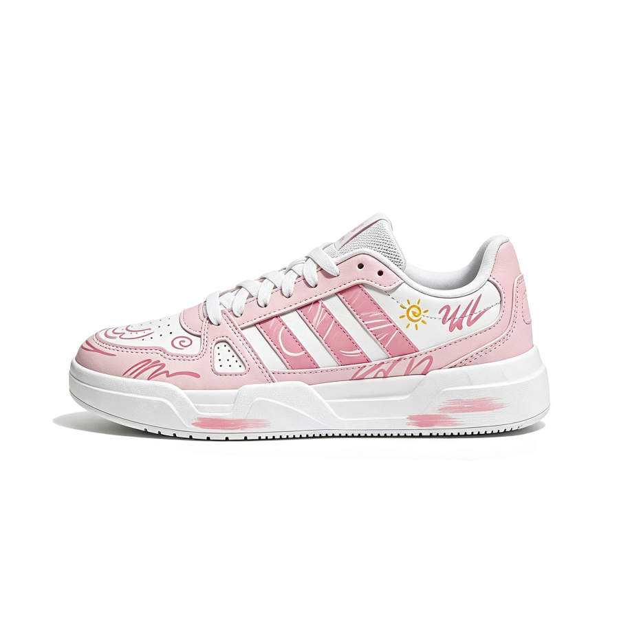 Adidas Adidas LITE BALLER White Peach Oolong Pu Low top Skateboard Shoes Unisex White Pink