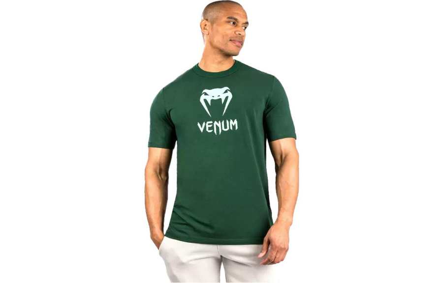 VENUM T Shirts Men's Dark Green/Turquoises Crew Neck Moderate Straight Fit
