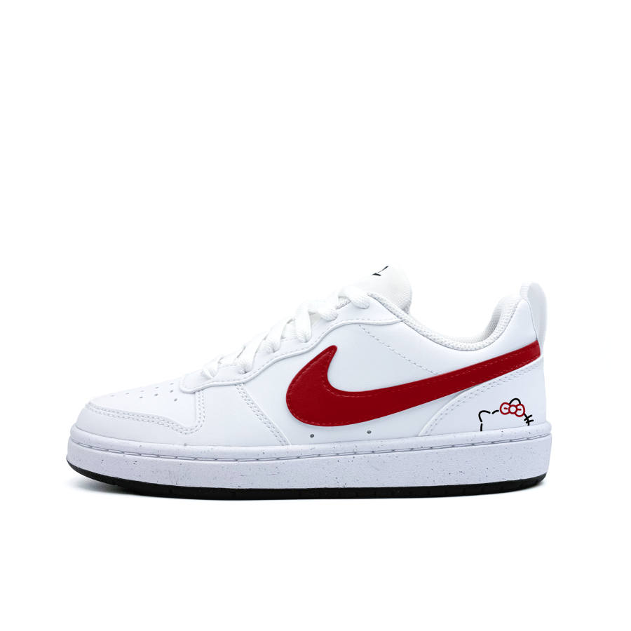 Nike Nike Court Borough Red Kitten Synthetic Leather Low top Kids' Skateboarding Shoes Black White Teenagers