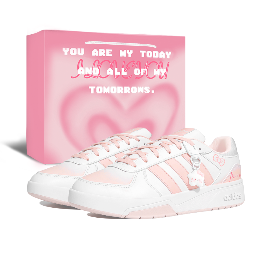 Adidas Adidas COURTBEAT Milk Powder Maris Sal Fabric Slip Resistant Low top Skateboard Shoes Unisex Pink White