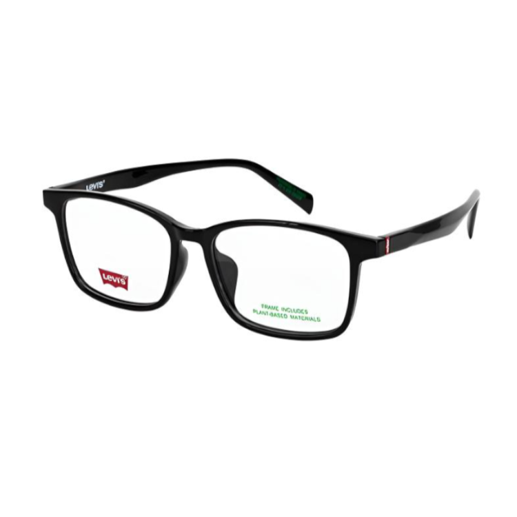 Levis Levis Plate Rectangular Prescription Glasses Unisex Bright Black