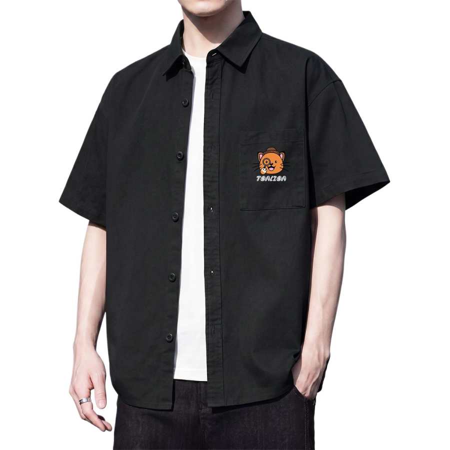 Tonlion Shirts Unisex Lapel Thin Other