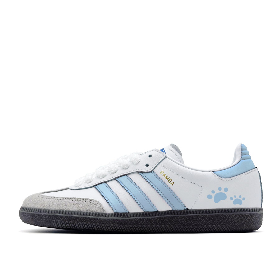 Adidas Originals SAMBA OG Meow Blue Paw Synthetic Leather Slip Resistant, Abrasion Resistant, Breathable Low top