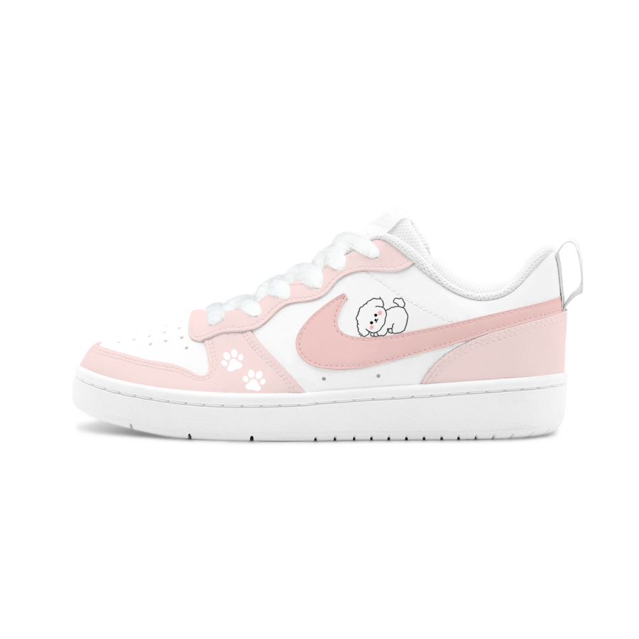 Nike Nike Court Borough Powder Paw Puppy Slip Resistant Cushioning Abrasion Resistant Low top Kids' Skateboarding Shoes