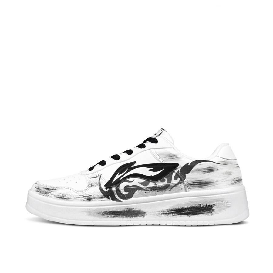 Li-Ning Li Ning Floating Boat Lightweight Abrasion Resistant Low top Skateboard Shoes Men's Black White