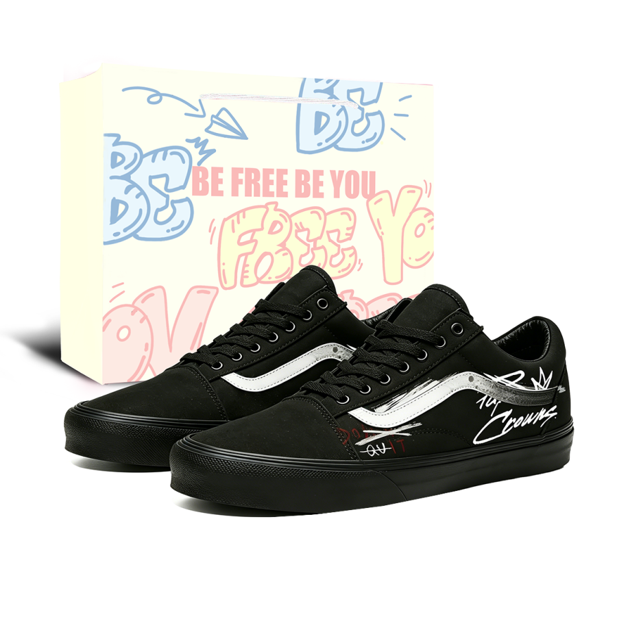 Vans Old Skool Vow Of Stubborn Black Canvas, Suede Abrasion Resistant Slip Resistant Low top Skateboard Shoes Unisex