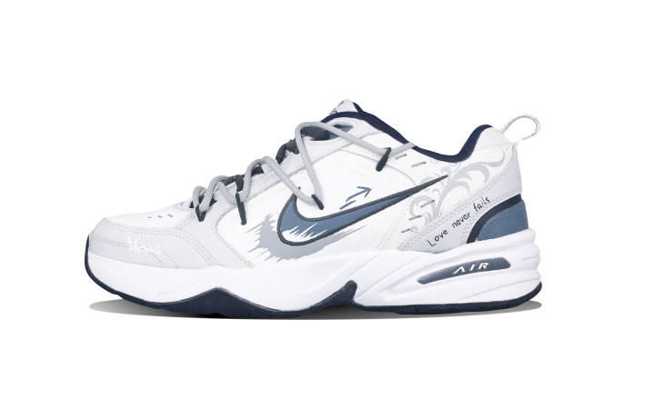 Nike Nike Air Monarch 4 Collision Paint Low top Chunky Sneakers Unisex White Gray Blue